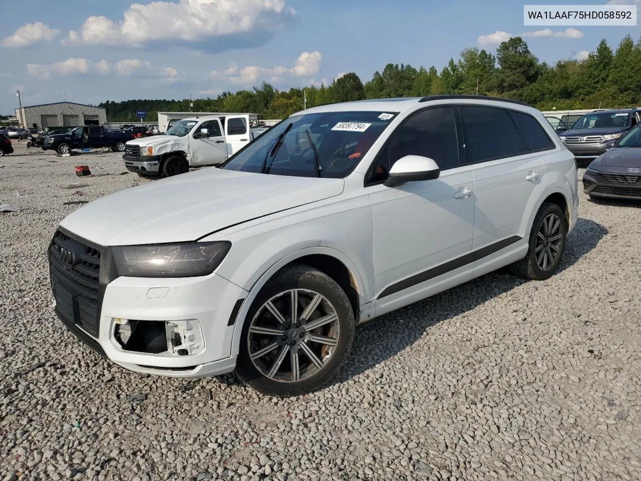 2017 Audi Q7 Premium Plus VIN: WA1LAAF75HD058592 Lot: 69397794