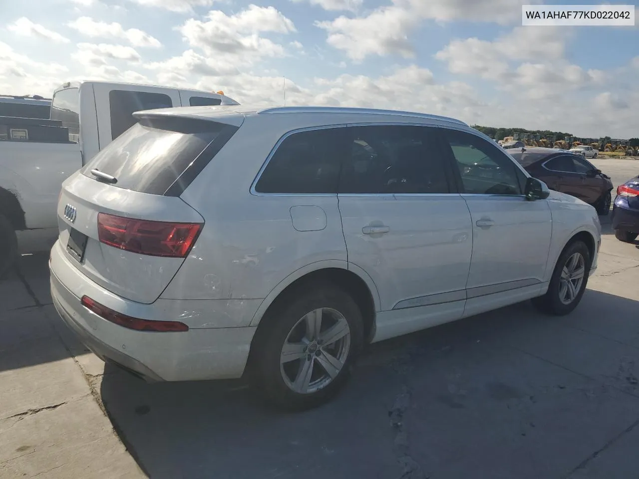 2019 Audi Q7 Premium VIN: WA1AHAF77KD022042 Lot: 60095464