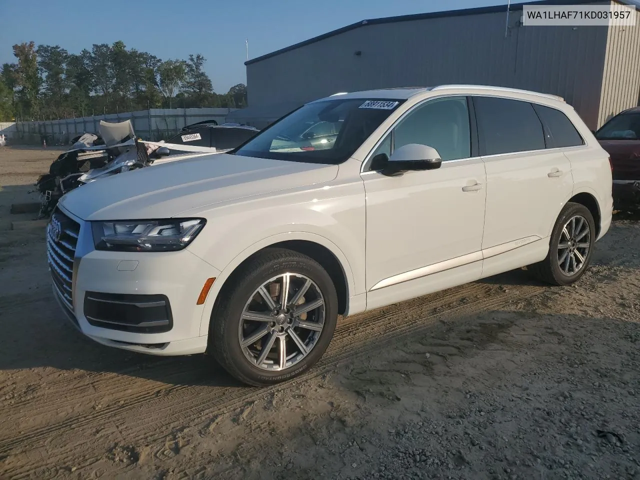 2019 Audi Q7 Premium Plus VIN: WA1LHAF71KD031957 Lot: 68911534