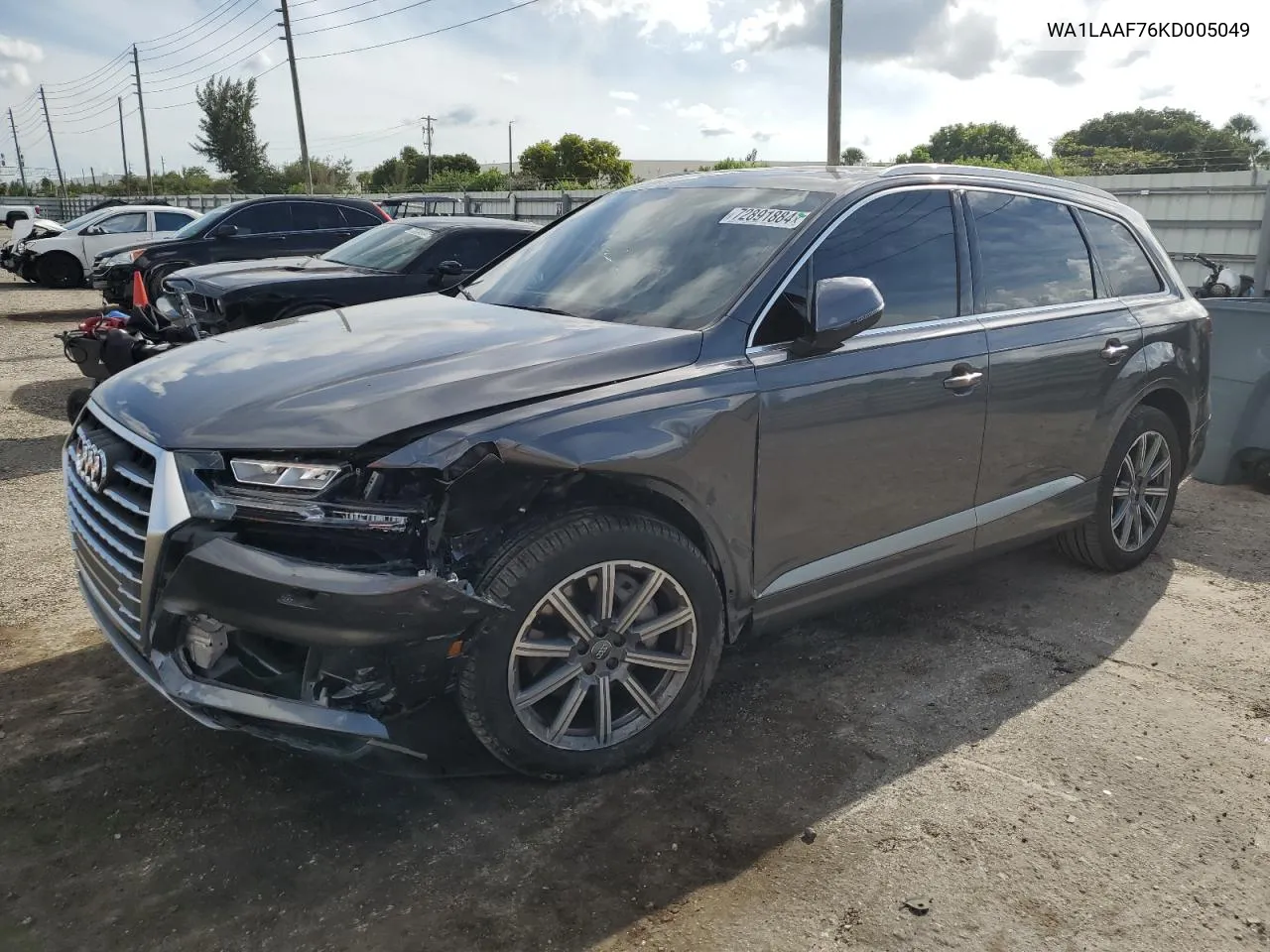 2019 Audi Q7 Premium Plus VIN: WA1LAAF76KD005049 Lot: 72891884