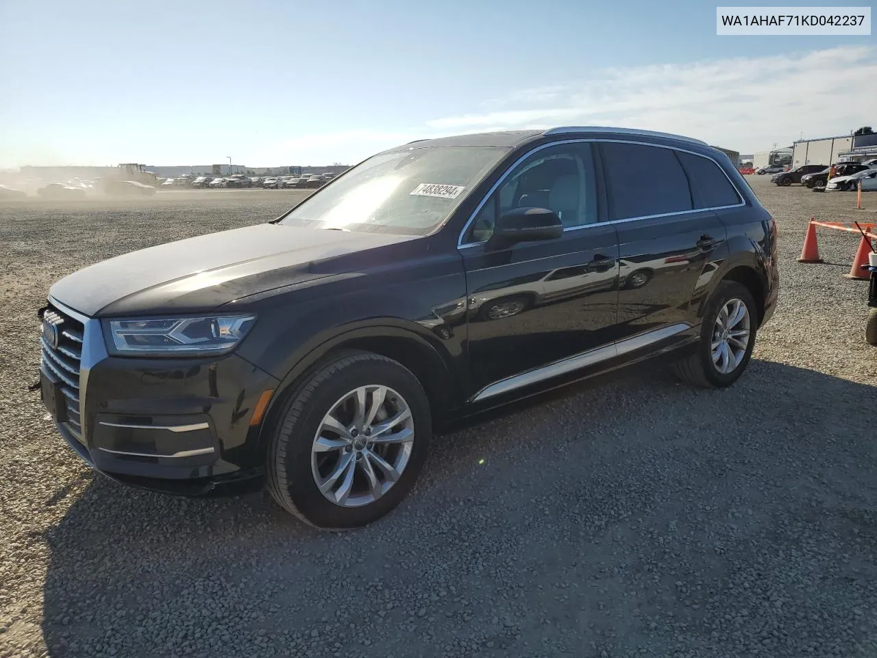 2019 Audi Q7 Premium VIN: WA1AHAF71KD042237 Lot: 74838294