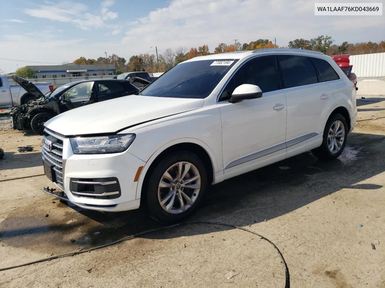 2019 Audi Q7 Premium Plus VIN: WA1LAAF76KD043669 Lot: 77682194