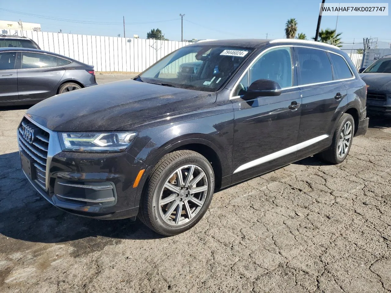 2019 Audi Q7 Premium VIN: WA1AHAF74KD027747 Lot: 79446024