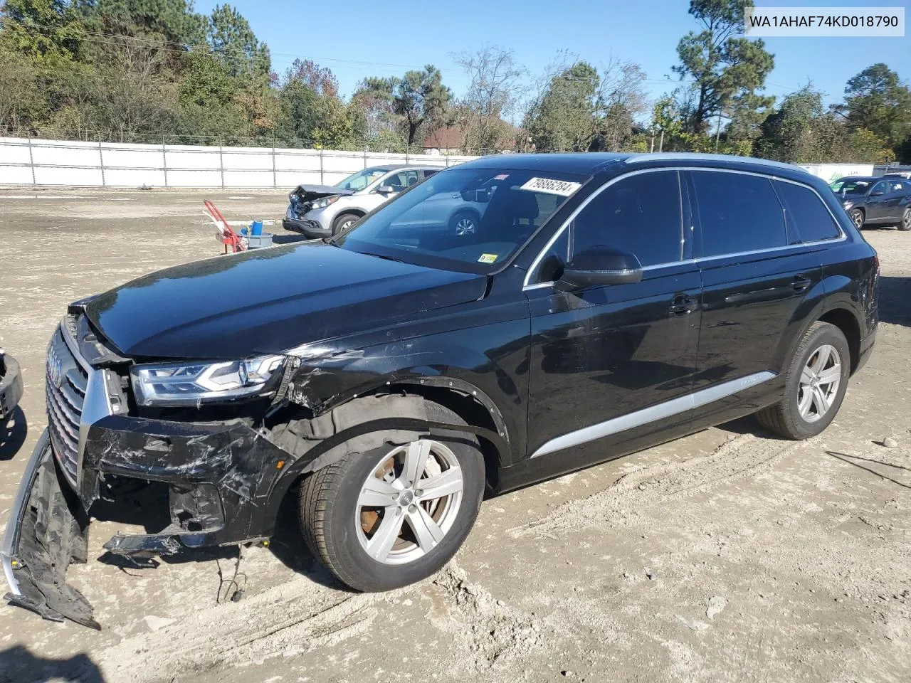 2019 Audi Q7 Premium VIN: WA1AHAF74KD018790 Lot: 79886284