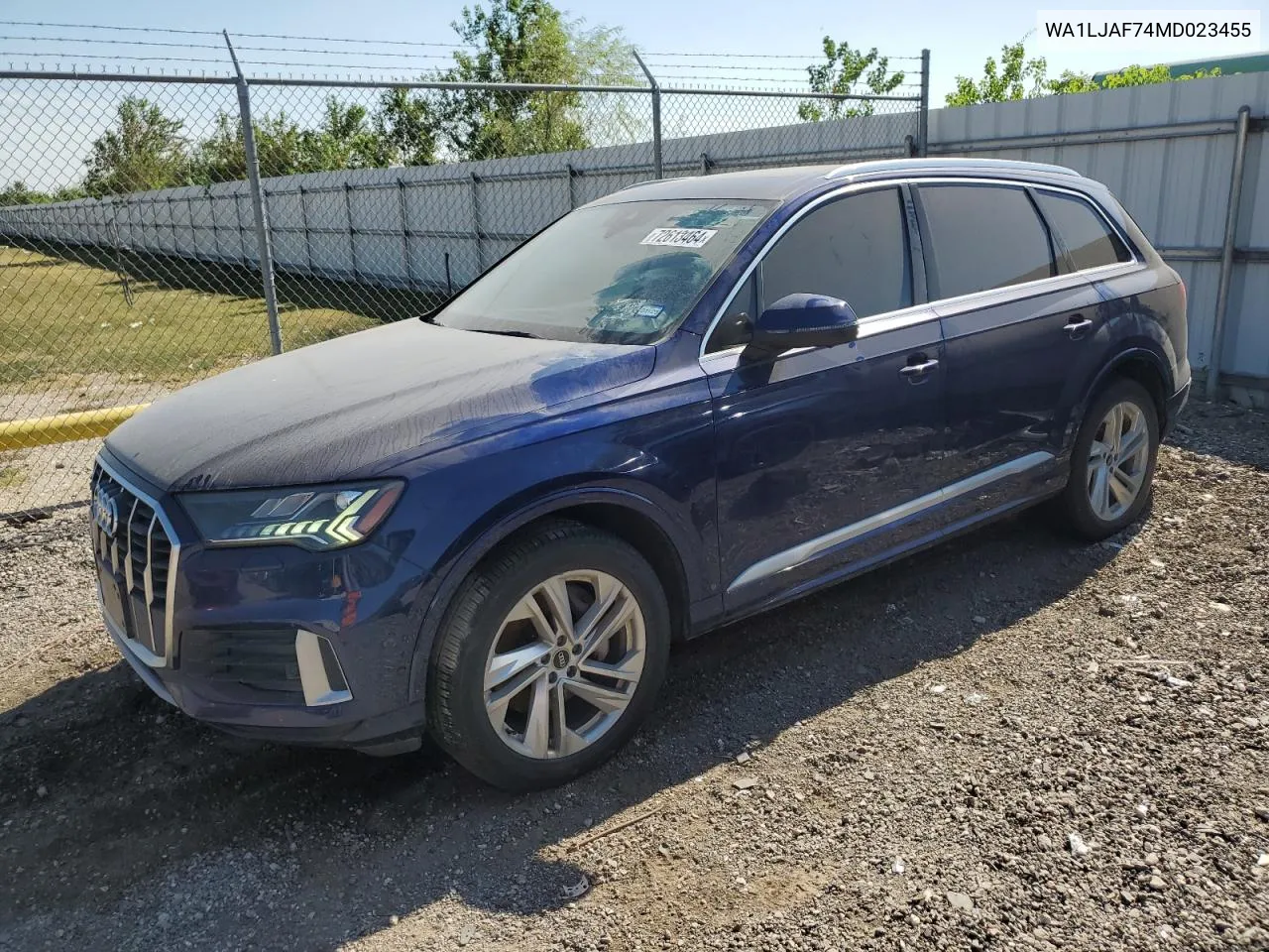 2021 Audi Q7 Premium Plus VIN: WA1LJAF74MD023455 Lot: 72613464