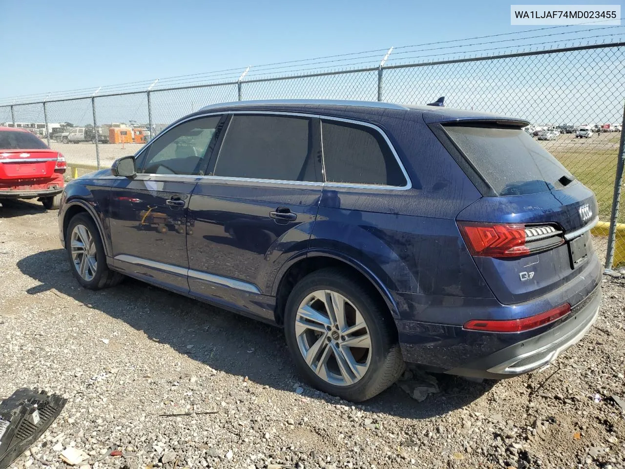 2021 Audi Q7 Premium Plus VIN: WA1LJAF74MD023455 Lot: 72613464