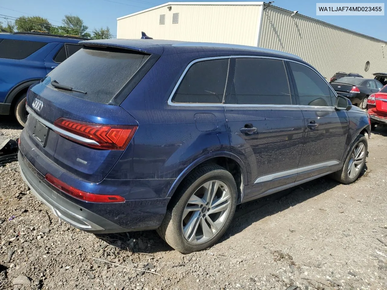 2021 Audi Q7 Premium Plus VIN: WA1LJAF74MD023455 Lot: 72613464