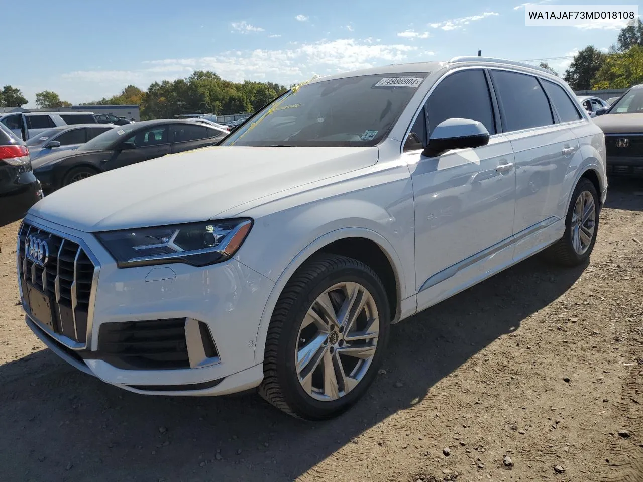 2021 Audi Q7 Premium VIN: WA1AJAF73MD018108 Lot: 74986904