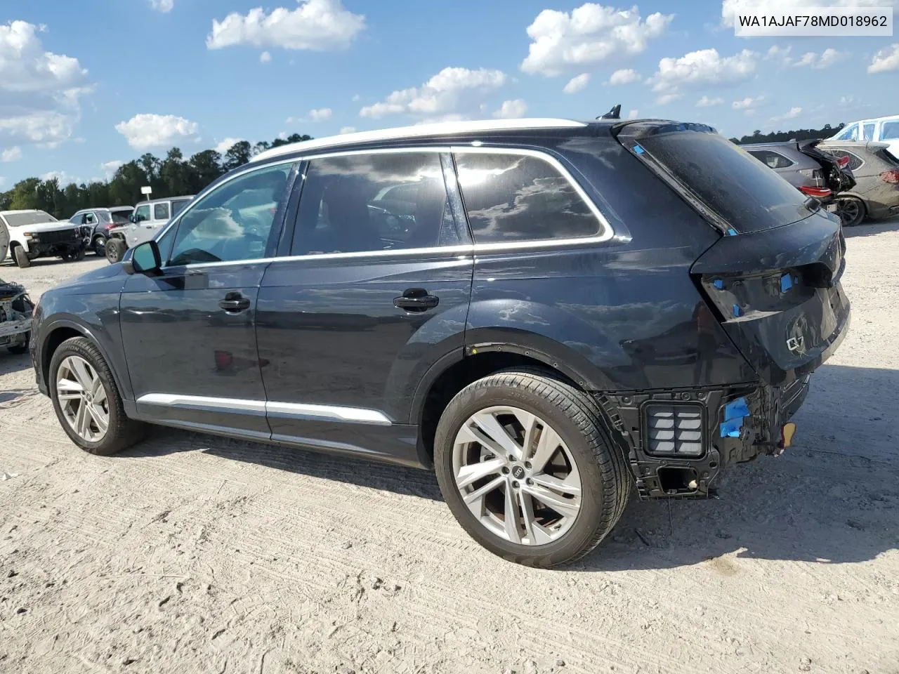 2021 Audi Q7 Premium VIN: WA1AJAF78MD018962 Lot: 77936954