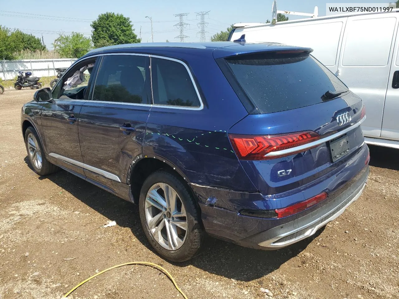 2022 Audi Q7 Premium Plus VIN: WA1LXBF75ND011997 Lot: 59895784