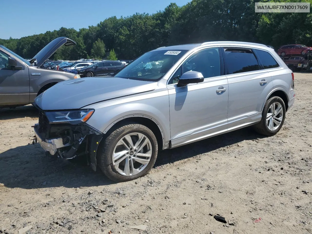 2022 Audi Q7 Premium VIN: WA1AJBF7XND017609 Lot: 61938484