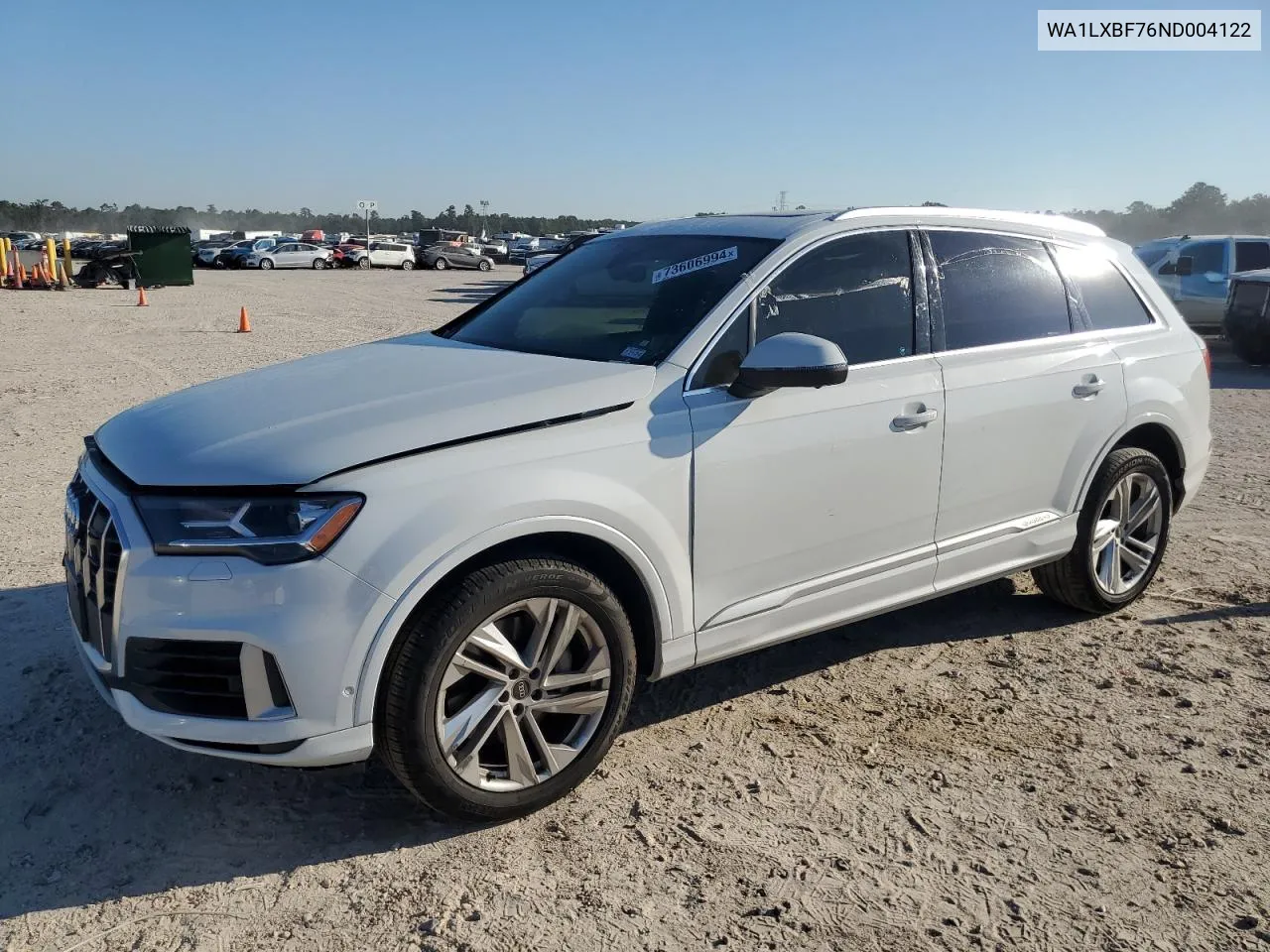 2022 Audi Q7 Premium Plus VIN: WA1LXBF76ND004122 Lot: 73606994