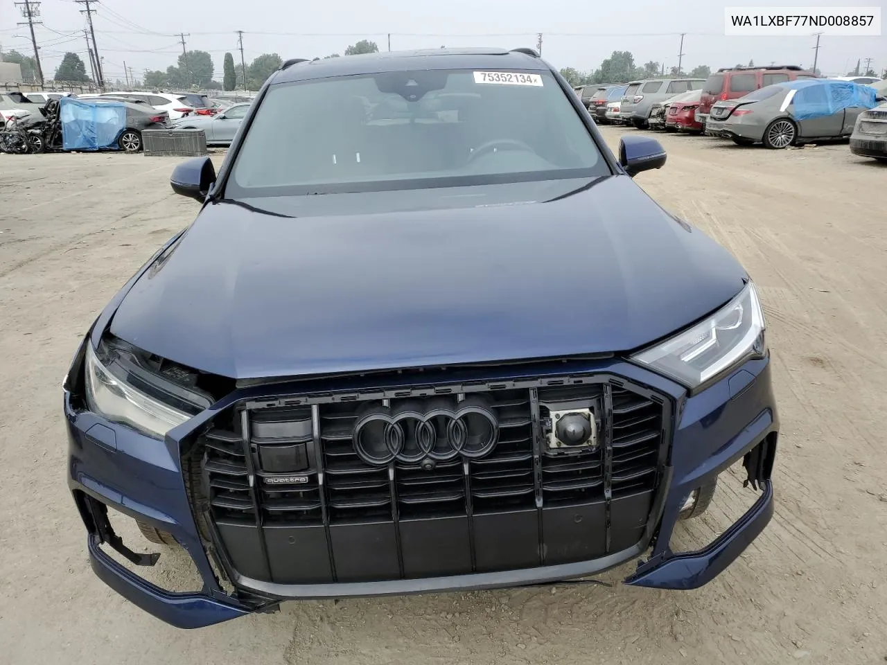 2022 Audi Q7 Premium Plus VIN: WA1LXBF77ND008857 Lot: 75352134