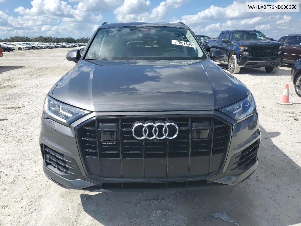 2022 Audi Q7 Premium Plus VIN: WA1LXBF76ND008350 Lot: 77807694