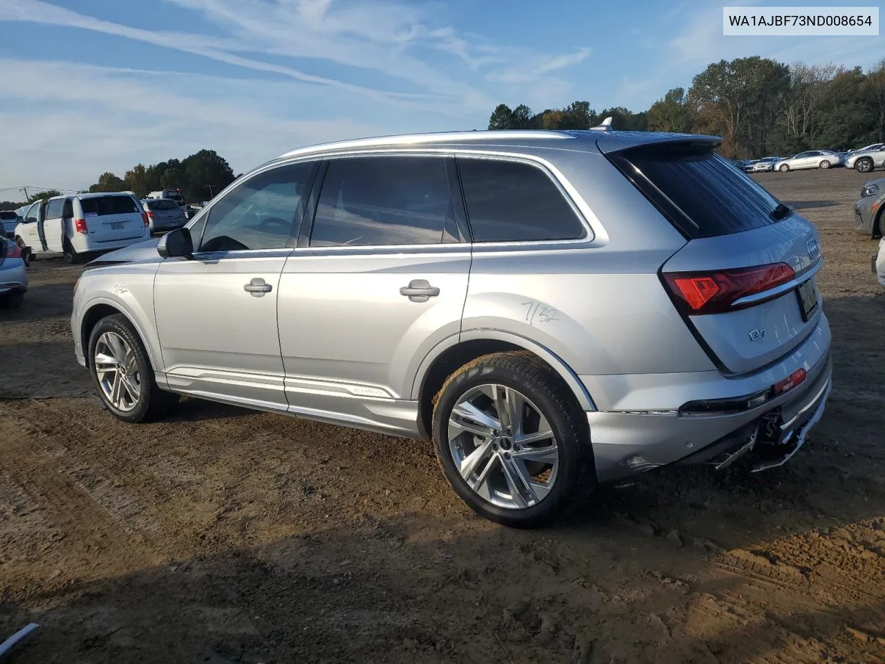 2022 Audi Q7 Premium VIN: WA1AJBF73ND008654 Lot: 78832644