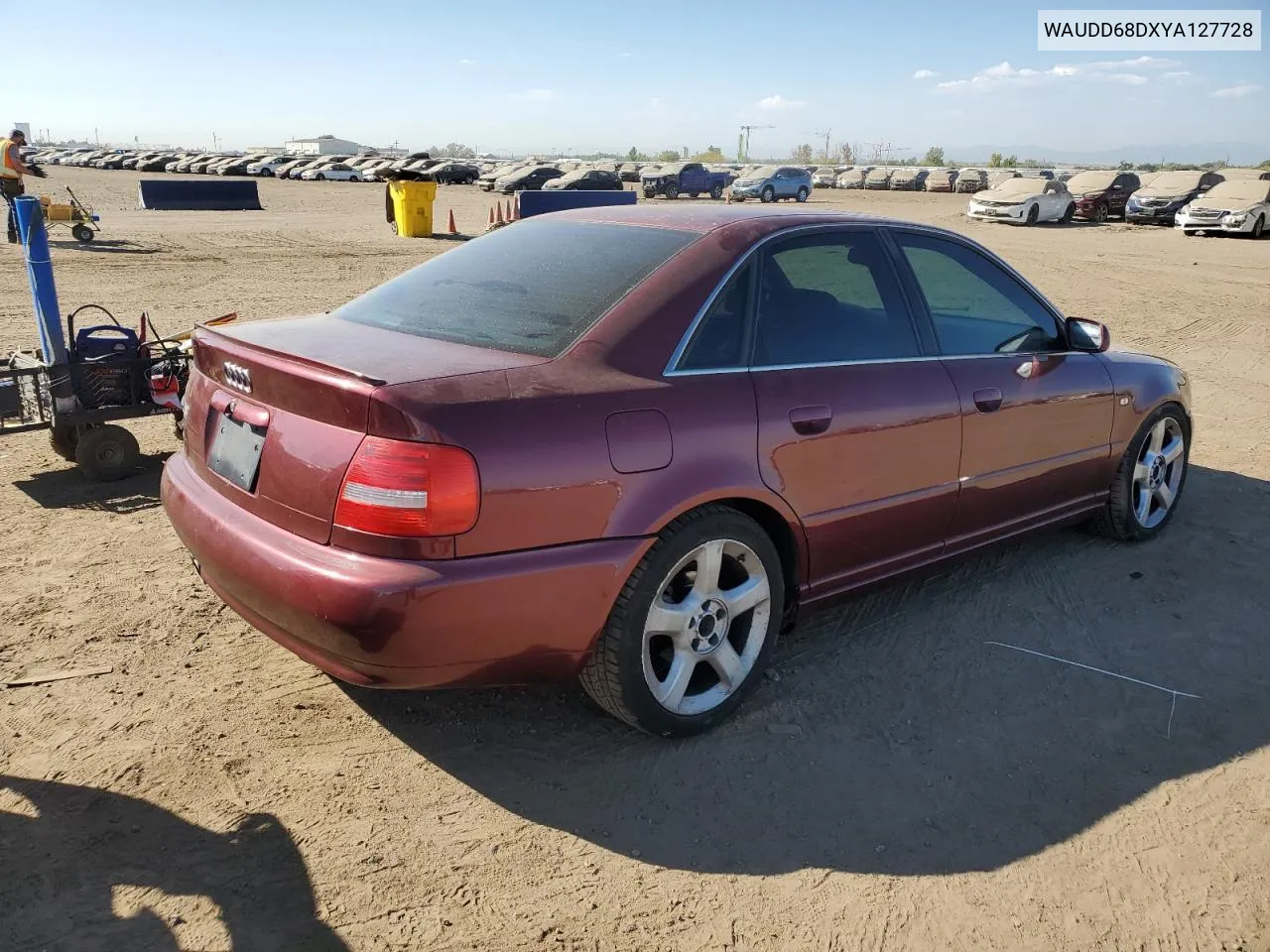 2000 Audi S4 2.7 Quattro VIN: WAUDD68DXYA127728 Lot: 75094394