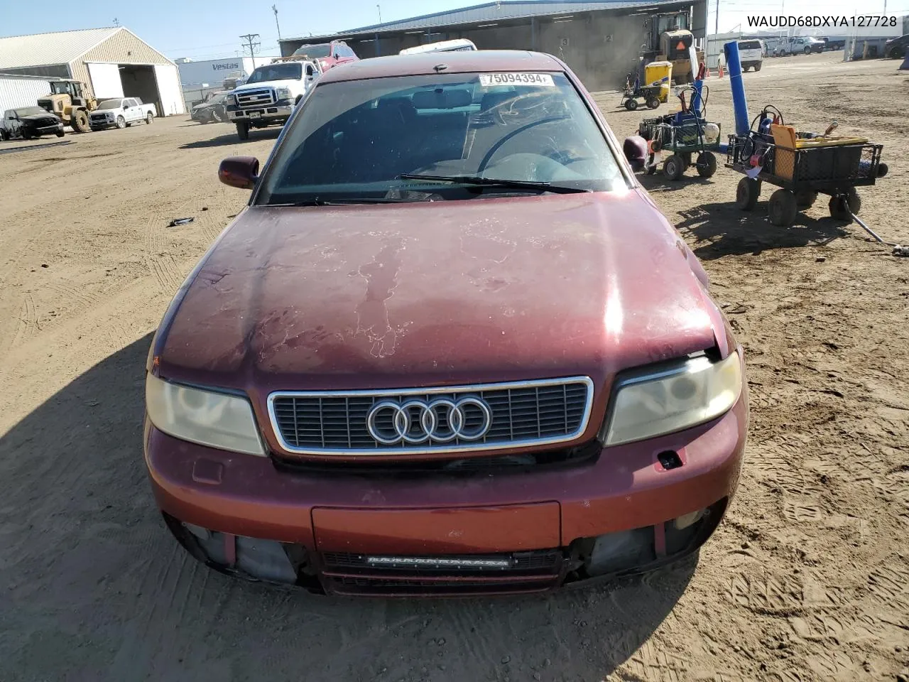 2000 Audi S4 2.7 Quattro VIN: WAUDD68DXYA127728 Lot: 75094394