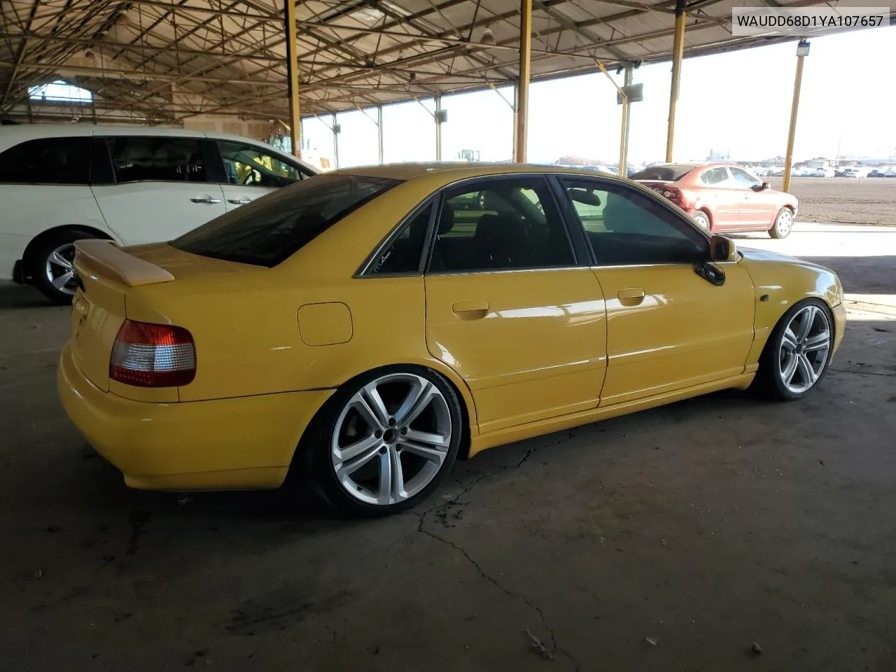 2000 Audi S4 2.7 Quattro VIN: WAUDD68D1YA107657 Lot: 81312104