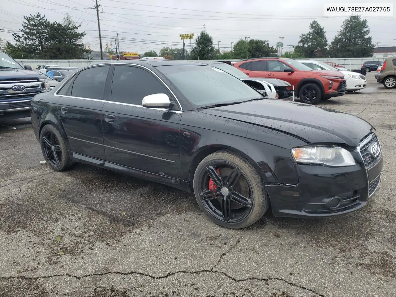 2007 Audi New S4 Quattro VIN: WAUGL78E27A027765 Lot: 73684444