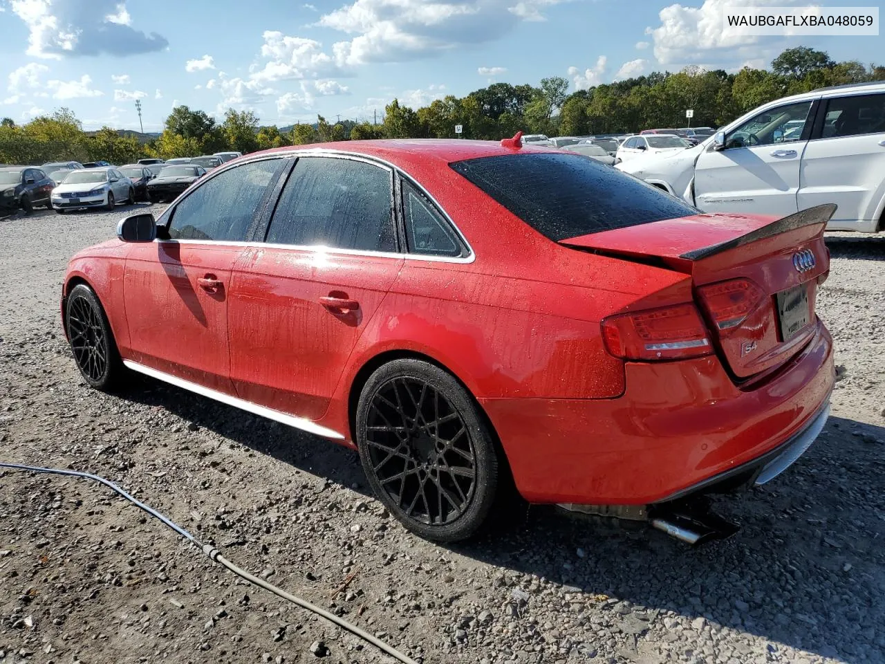 WAUBGAFLXBA048059 2011 Audi S4 Premium Plus