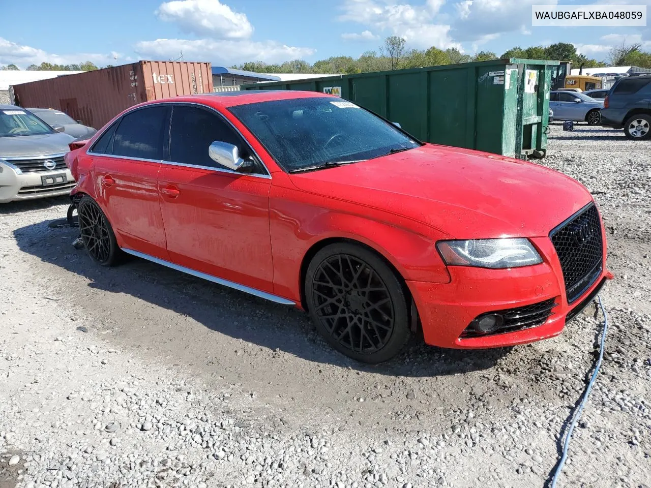 2011 Audi S4 Premium Plus VIN: WAUBGAFLXBA048059 Lot: 74020054