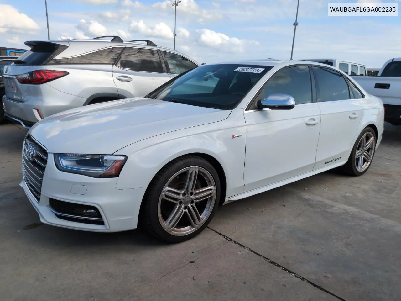 2016 Audi S4 Premium Plus VIN: WAUBGAFL6GA002235 Lot: 75087724