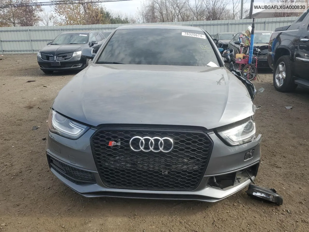 2016 Audi S4 Premium Plus VIN: WAUBGAFLXGA000830 Lot: 78320674