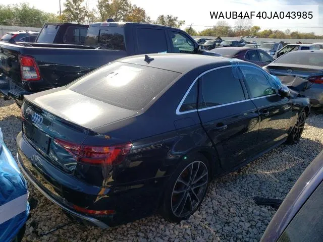 WAUB4AF40JA043985 2018 Audi S4 Premium Plus