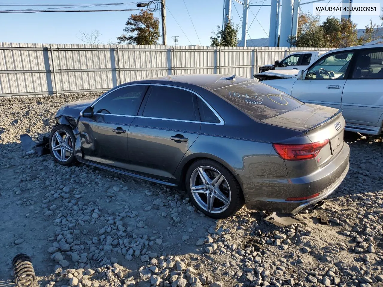 2018 Audi S4 Premium Plus VIN: WAUB4AF43JA003951 Lot: 75572724