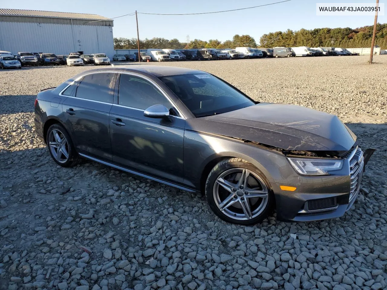 2018 Audi S4 Premium Plus VIN: WAUB4AF43JA003951 Lot: 75572724