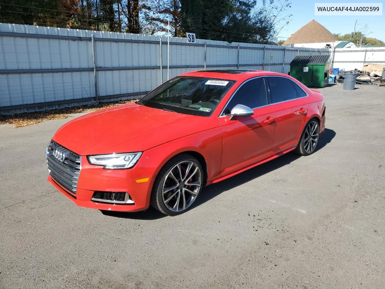 2018 Audi S4 Prestige VIN: WAUC4AF44JA002599 Lot: 76480454