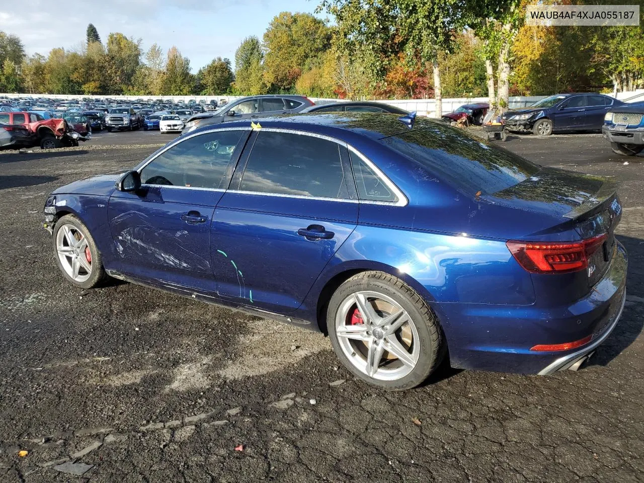 2018 Audi S4 Premium Plus VIN: WAUB4AF4XJA055187 Lot: 78537944