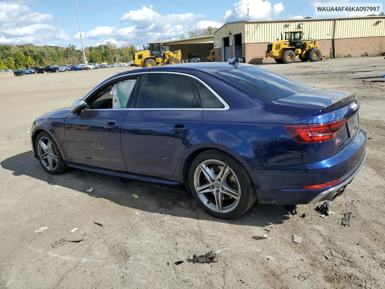 2019 Audi S4 Premium VIN: WAUA4AF46KA097997 Lot: 73131964