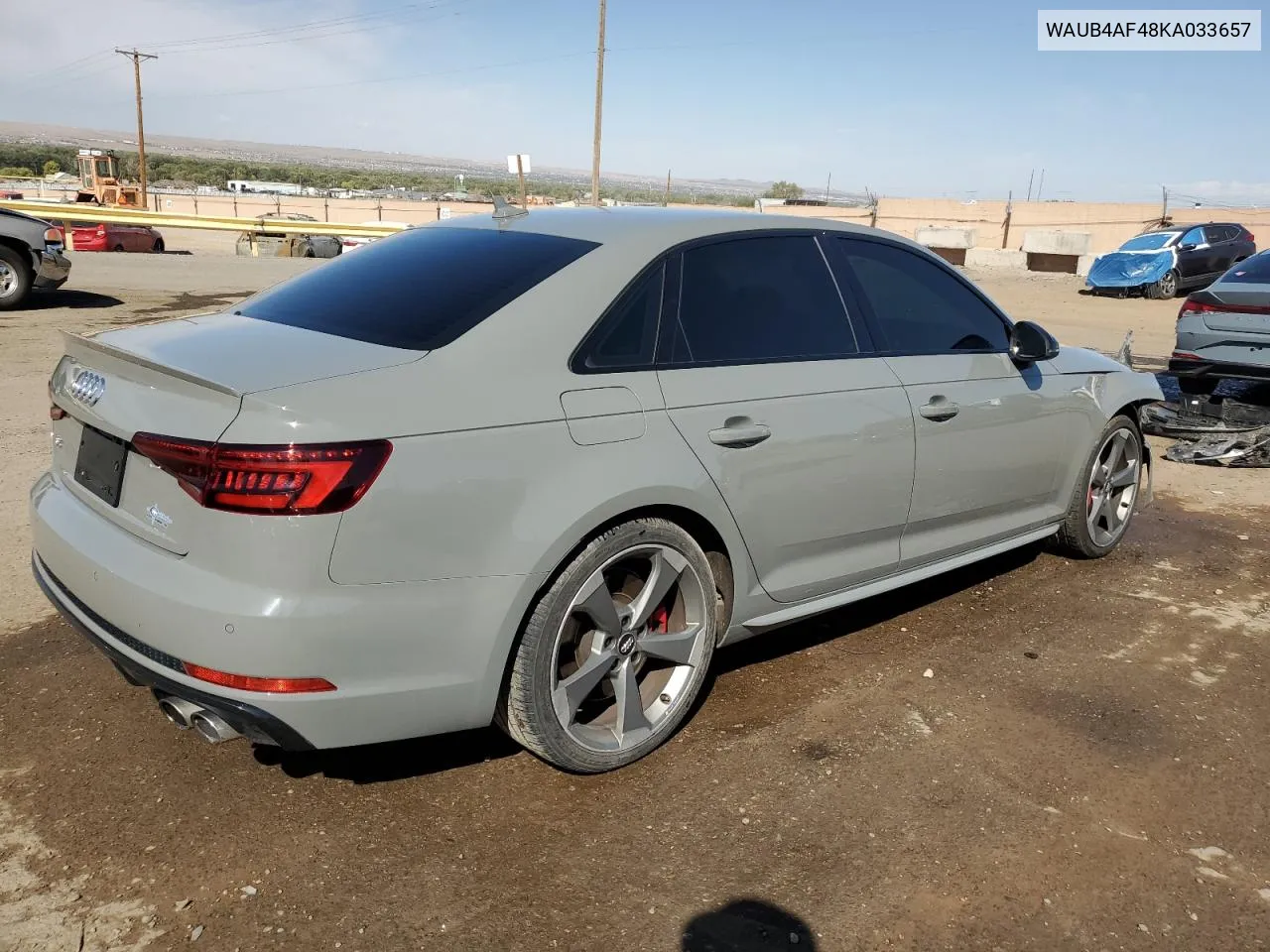 2019 Audi S4 Premium Plus VIN: WAUB4AF48KA033657 Lot: 74136714