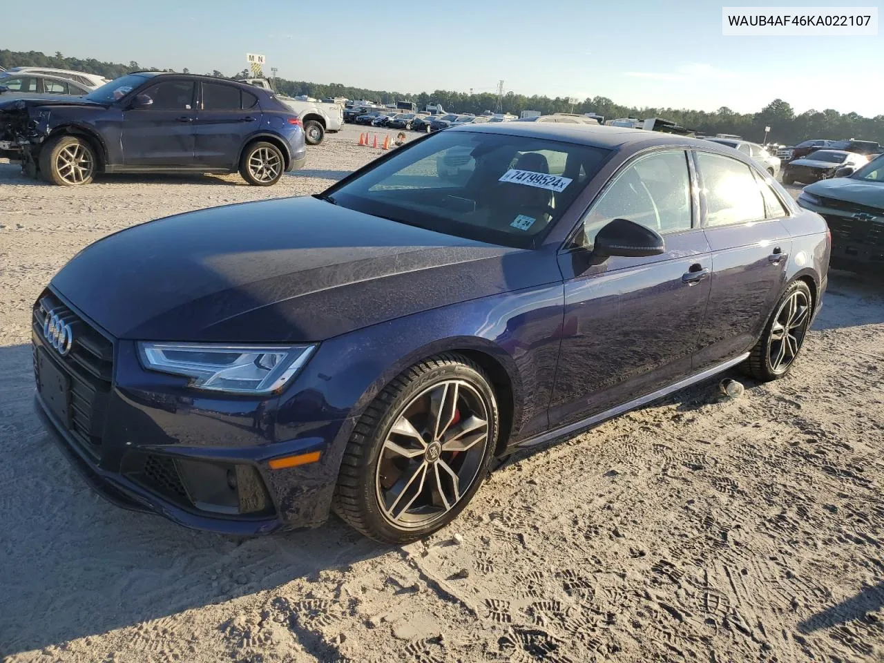 2019 Audi S4 Premium Plus VIN: WAUB4AF46KA022107 Lot: 74799524