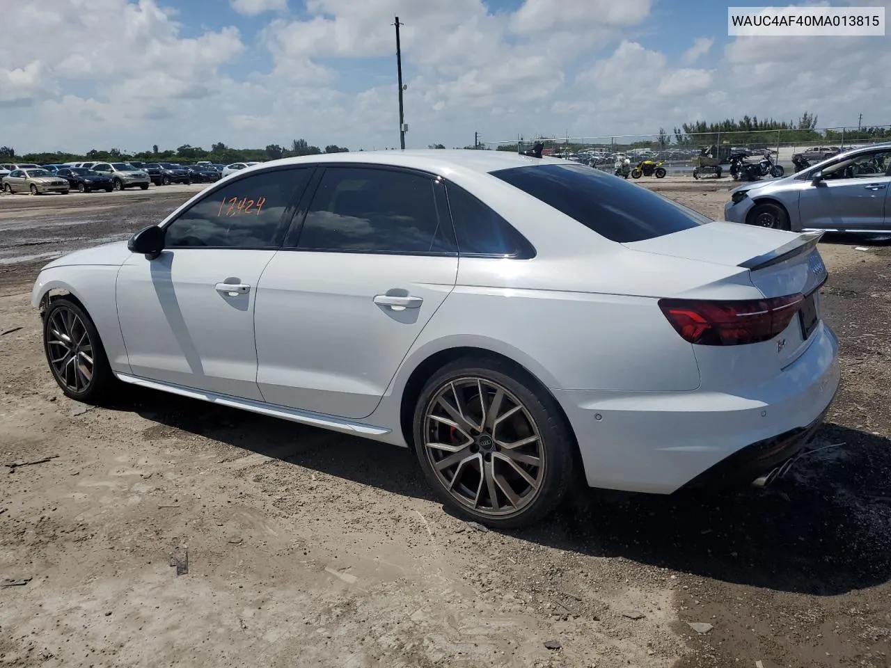 2023 Audi S4 Prestige VIN: WAUC4AF40MA013815 Lot: 49335674