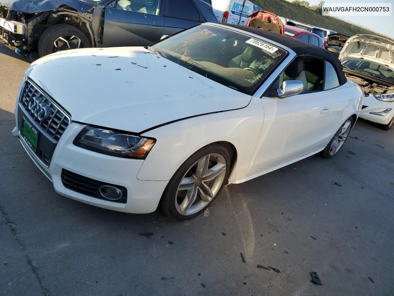 2012 Audi S5 Prestige VIN: WAUVGAFH2CN000753 Lot: 70626164