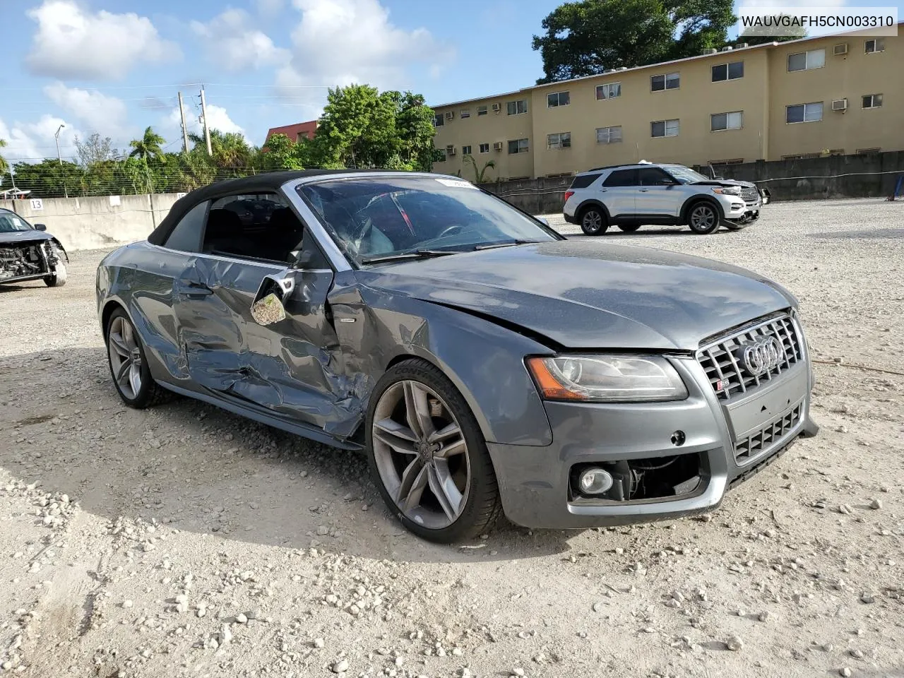 2012 Audi S5 Prestige VIN: WAUVGAFH5CN003310 Lot: 77098544