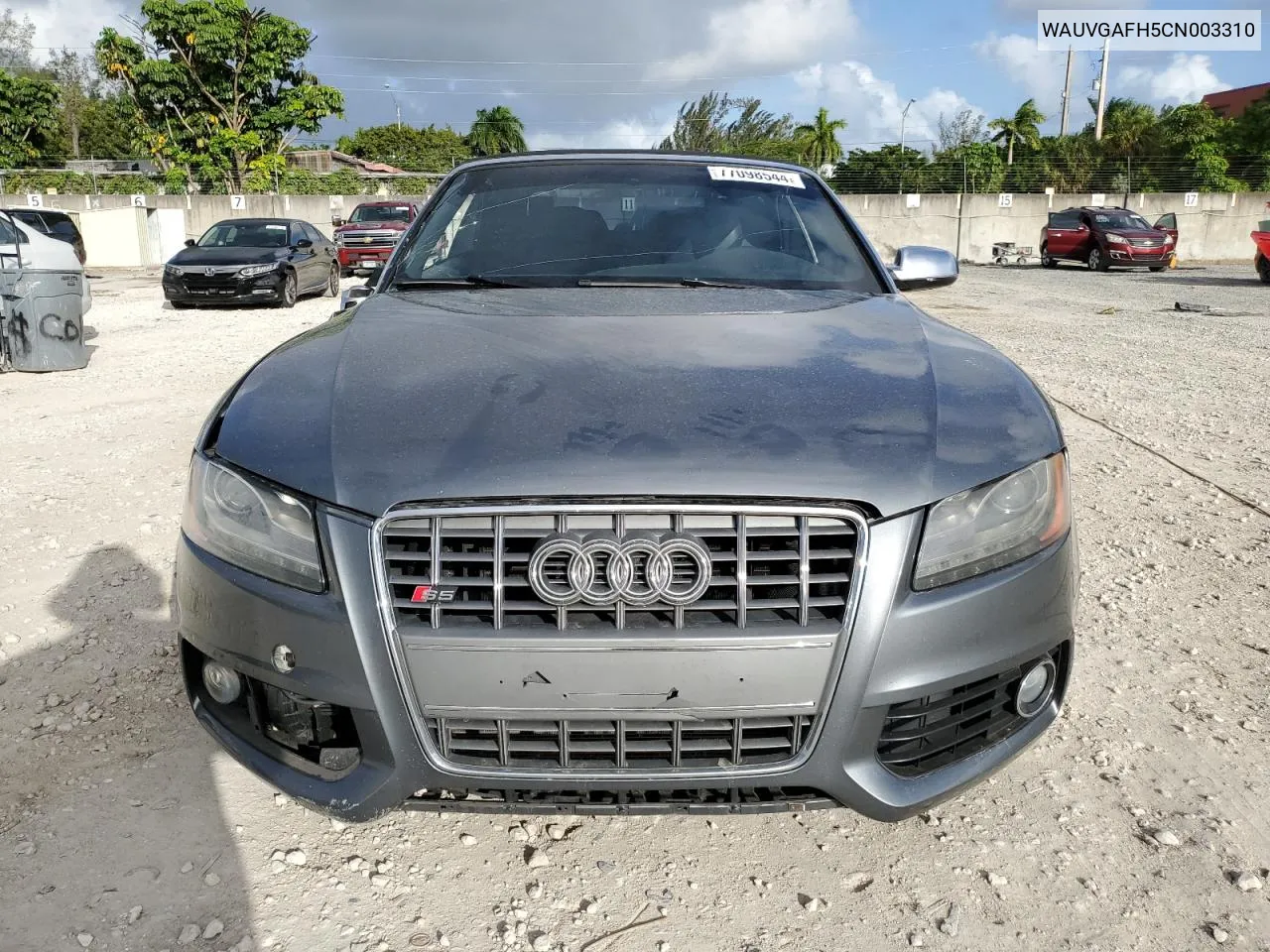 2012 Audi S5 Prestige VIN: WAUVGAFH5CN003310 Lot: 77098544