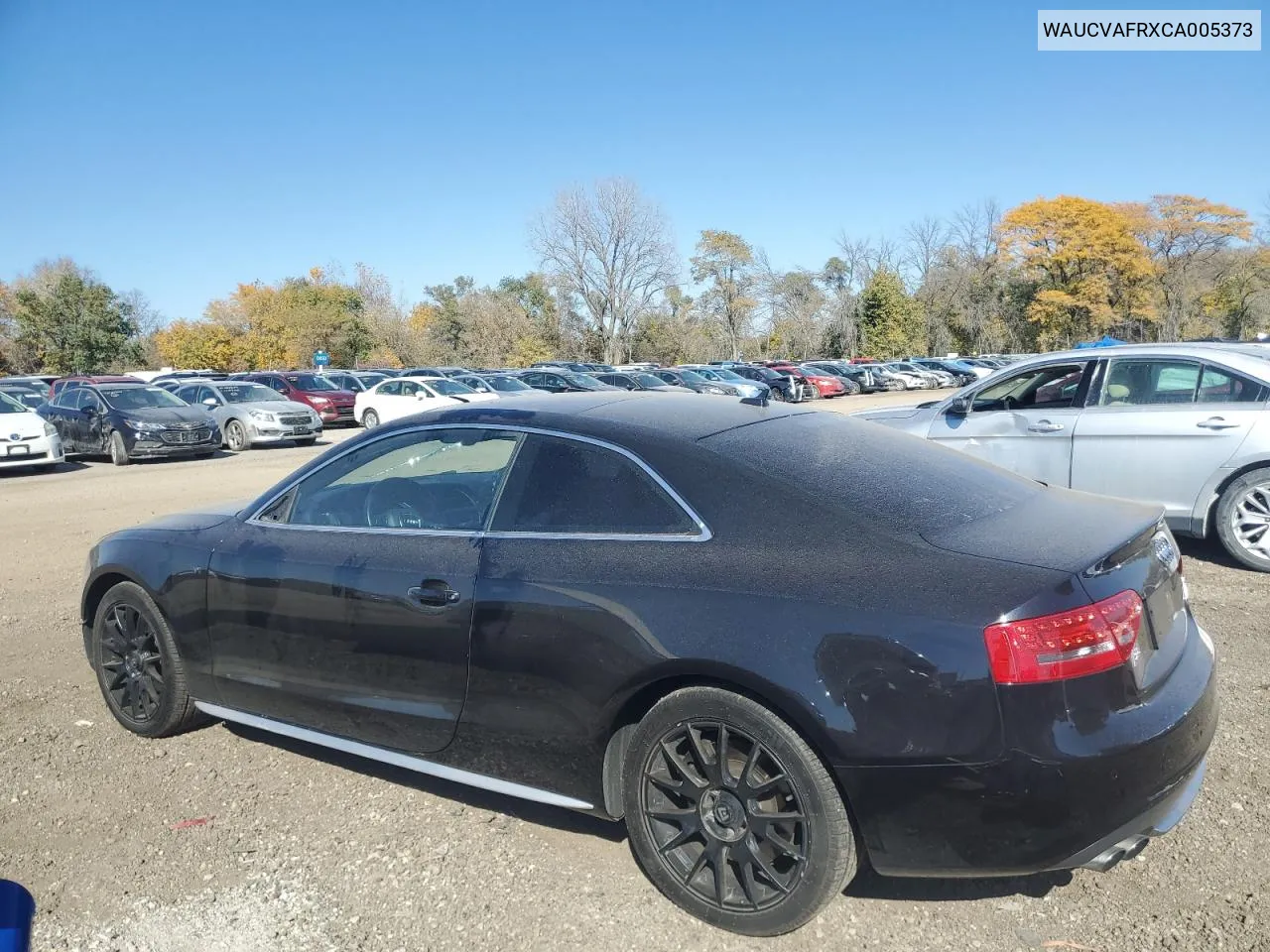 2012 Audi S5 Premium Plus VIN: WAUCVAFRXCA005373 Lot: 77127594