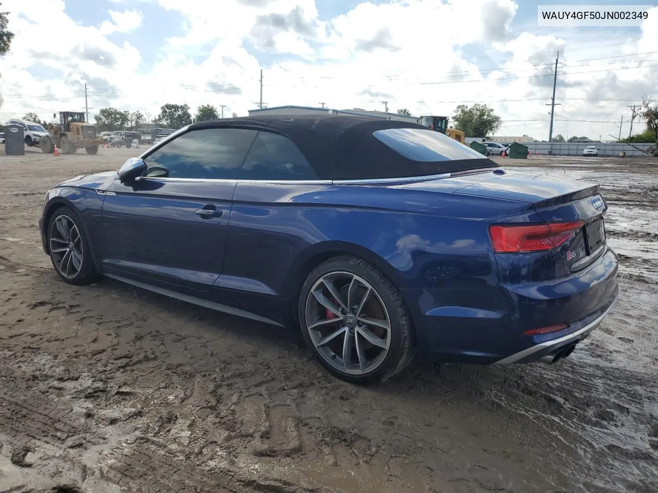 2018 Audi S5 Premium Plus VIN: WAUY4GF50JN002349 Lot: 73889734