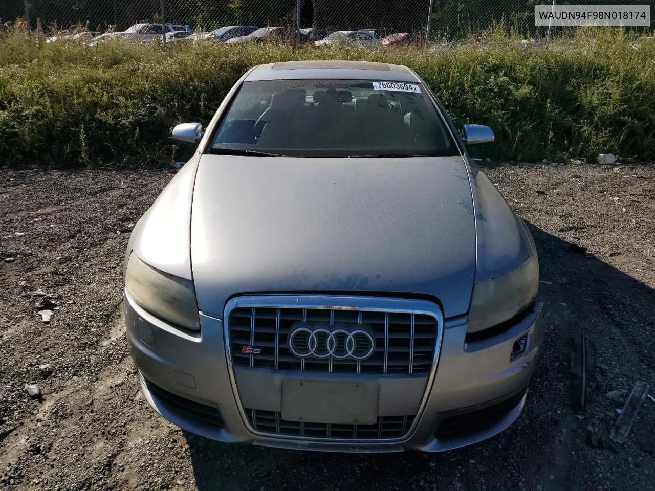 2008 Audi S6 Quattro VIN: WAUDN94F98N018174 Lot: 76603694