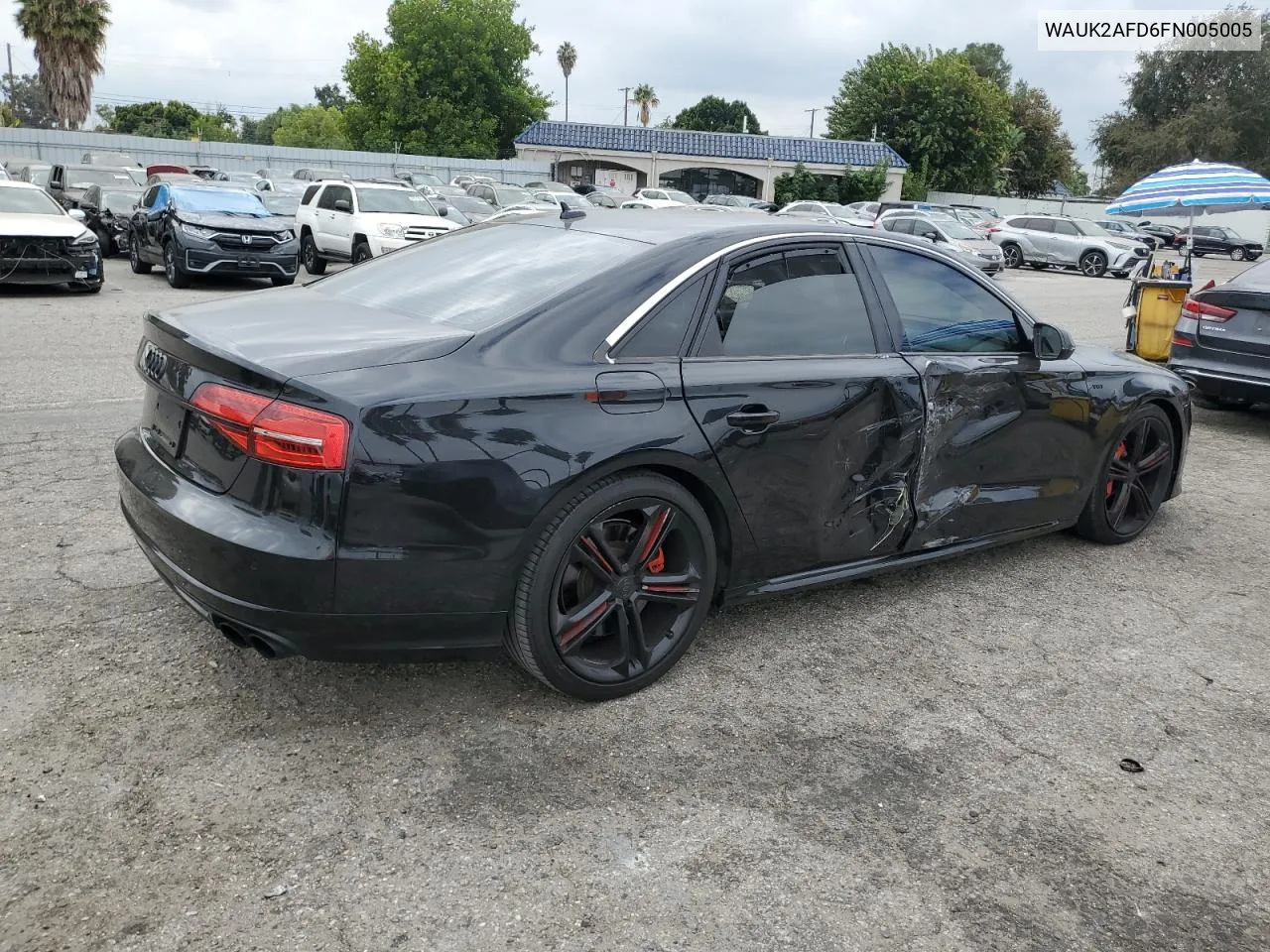 2015 Audi S8 Quattro VIN: WAUK2AFD6FN005005 Lot: 72074884