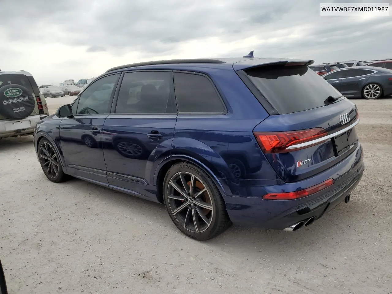 2021 Audi Sq7 Prestige VIN: WA1VWBF7XMD011987 Lot: 74781474