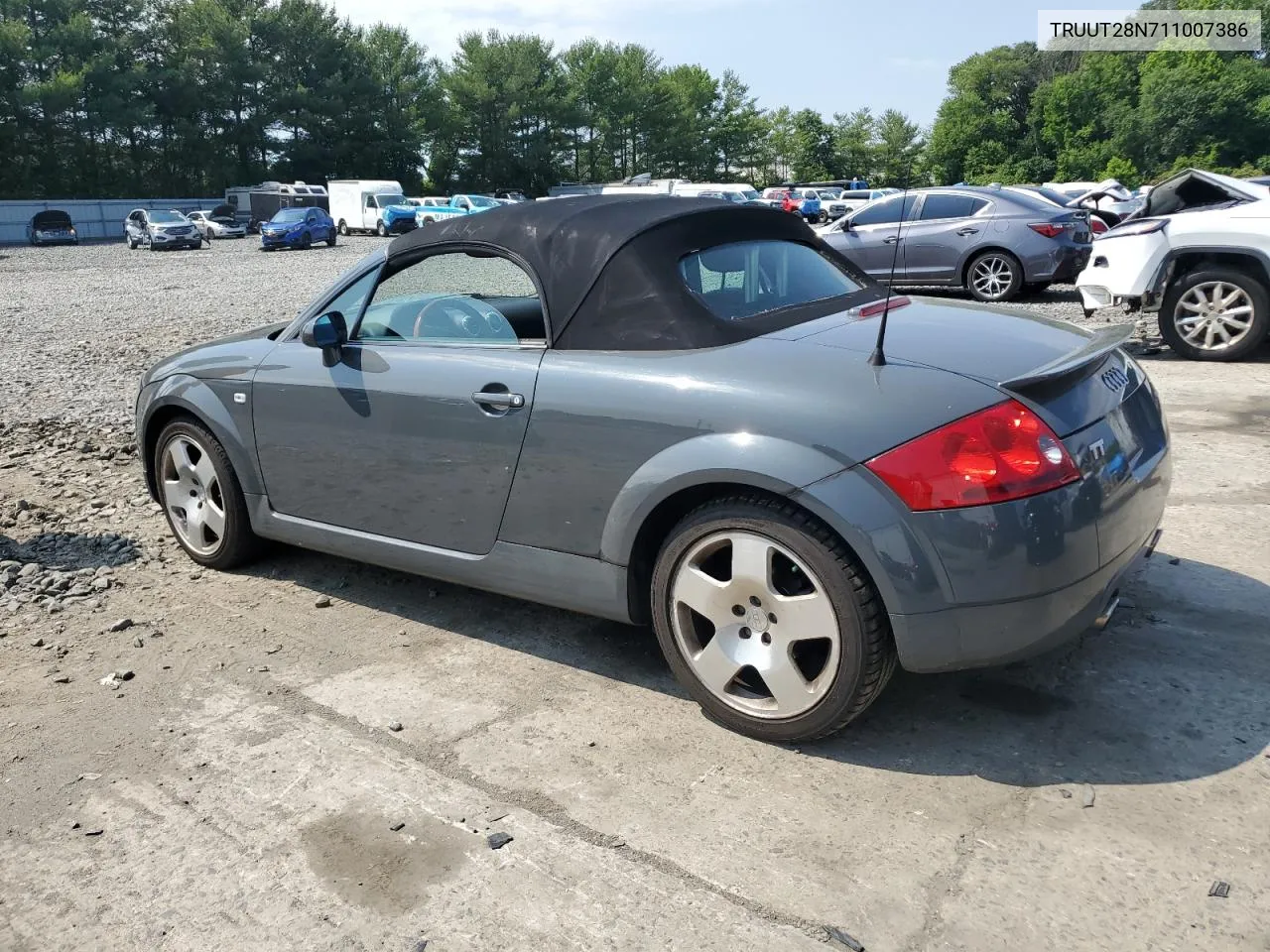 2001 Audi Tt Quattro VIN: TRUUT28N711007386 Lot: 57620844