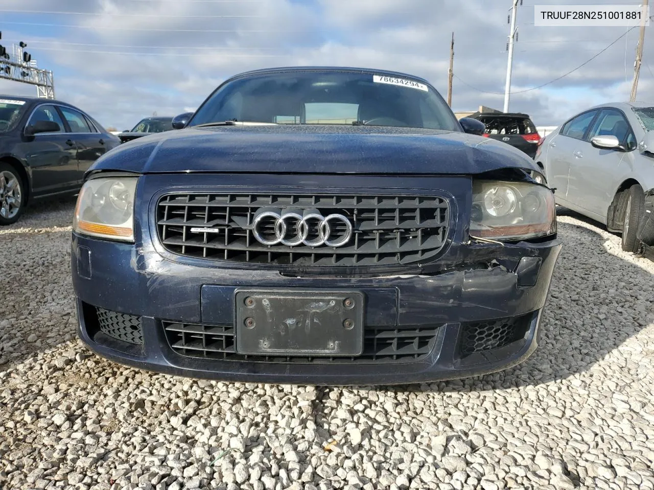 2005 Audi Tt 3.2 VIN: TRUUF28N251001881 Lot: 78634294