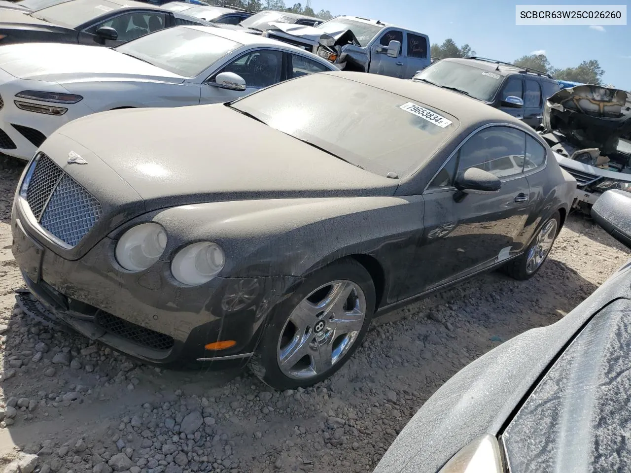 2005 Bentley Continental Gt VIN: SCBCR63W25C026260 Lot: 79653834