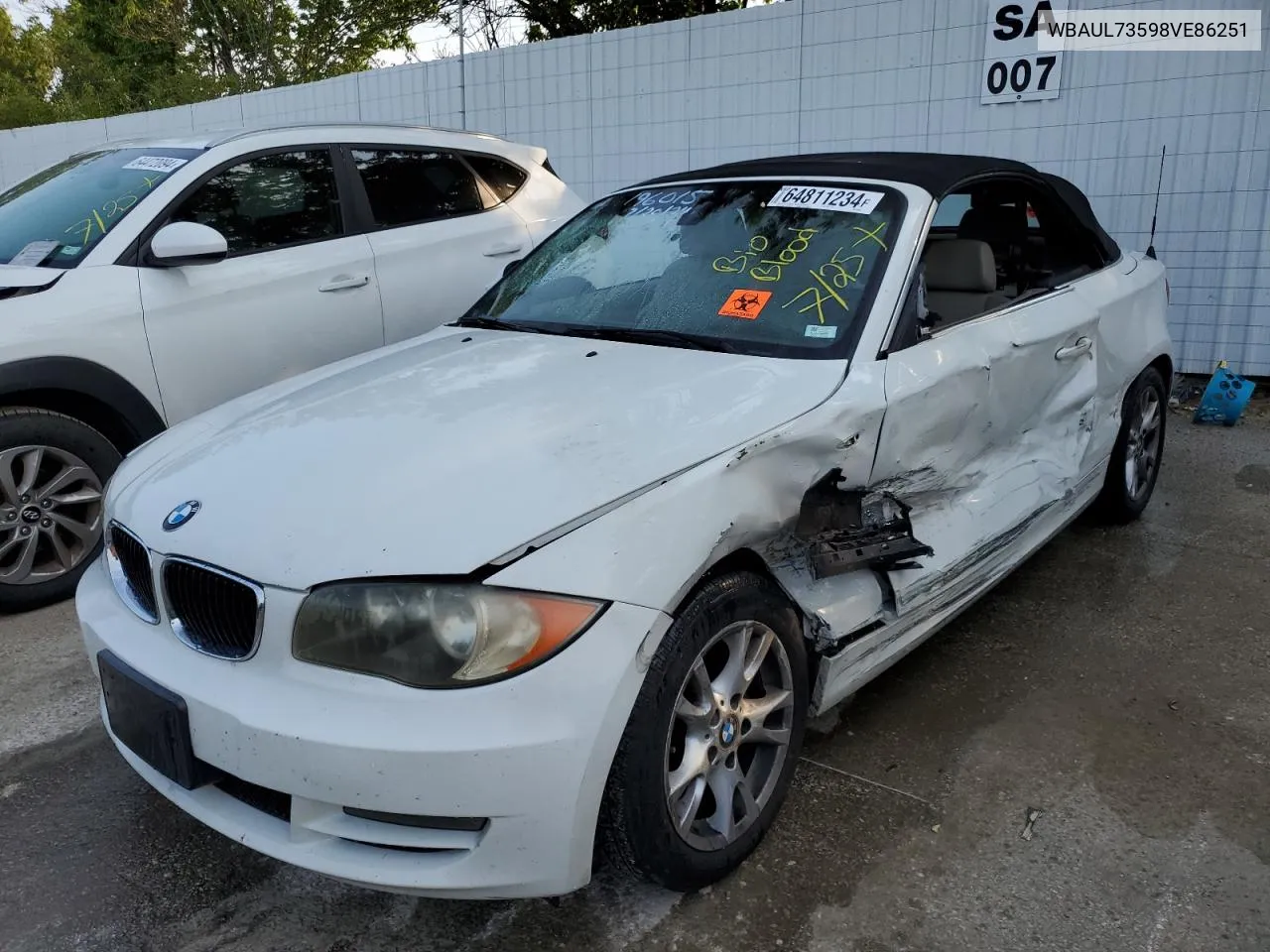 2008 BMW 128 I VIN: WBAUL73598VE86251 Lot: 64811234