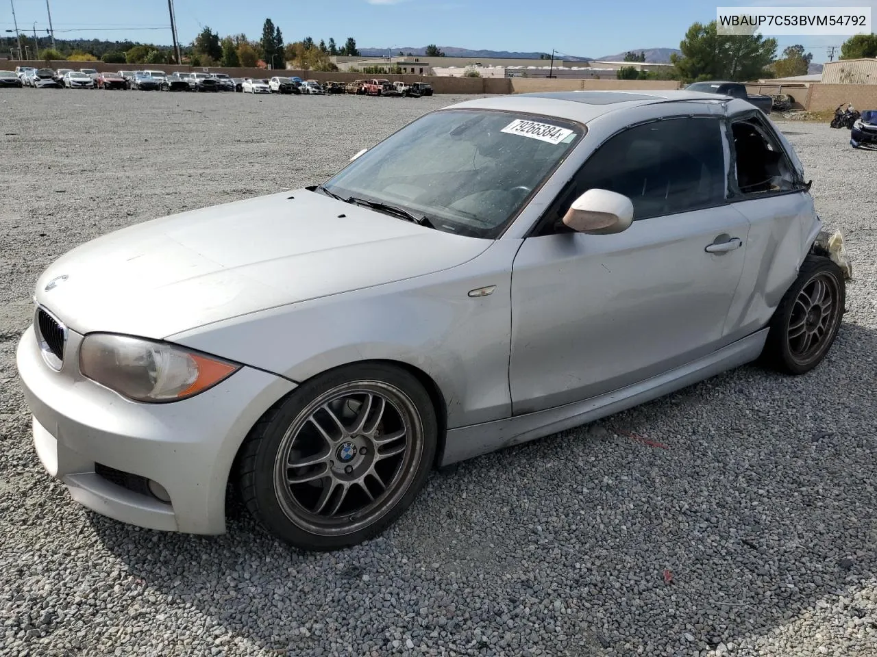 2011 BMW 128 I VIN: WBAUP7C53BVM54792 Lot: 79266384