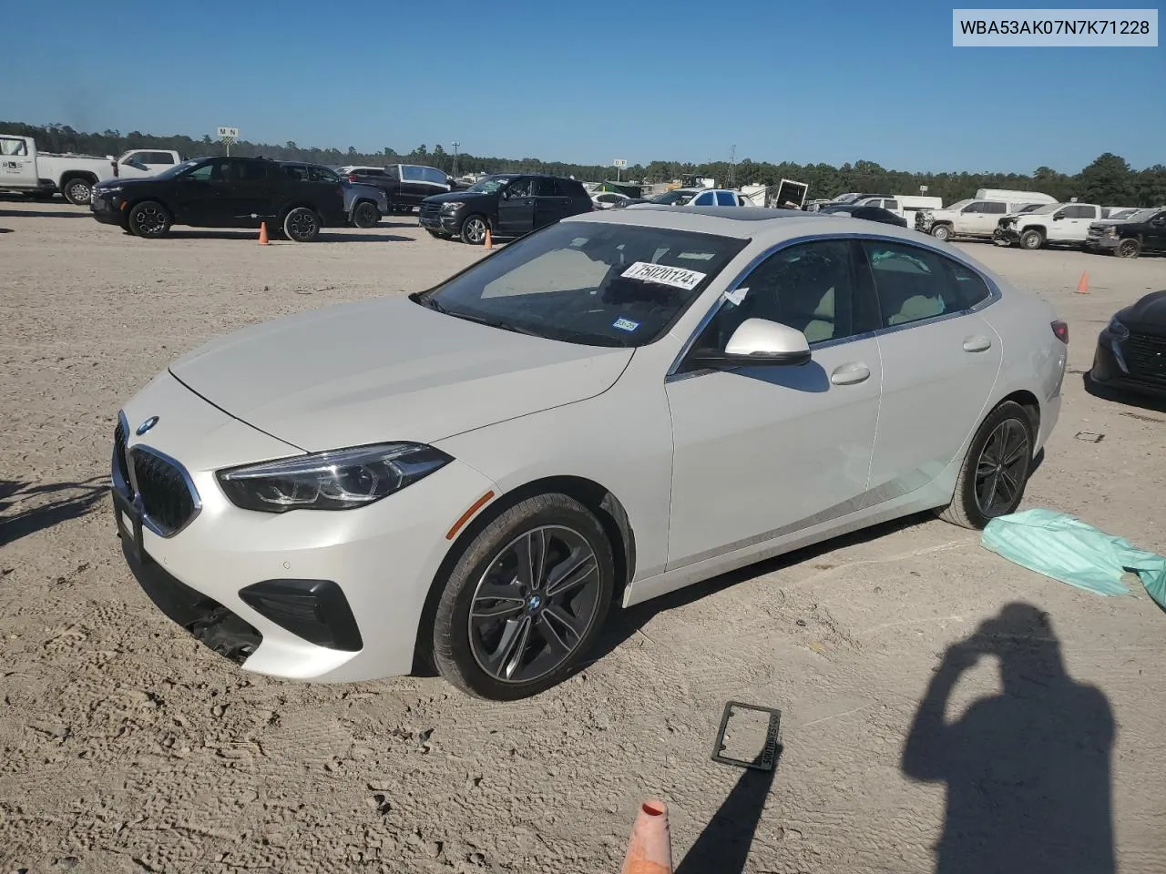 2022 BMW 228I VIN: WBA53AK07N7K71228 Lot: 75020124